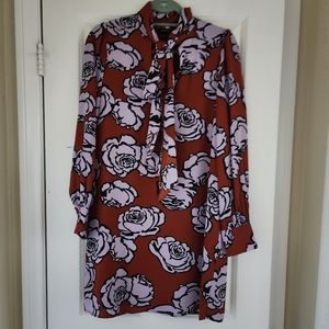 SOLD Who What Wear Orange Dress with Floral Design Size Small